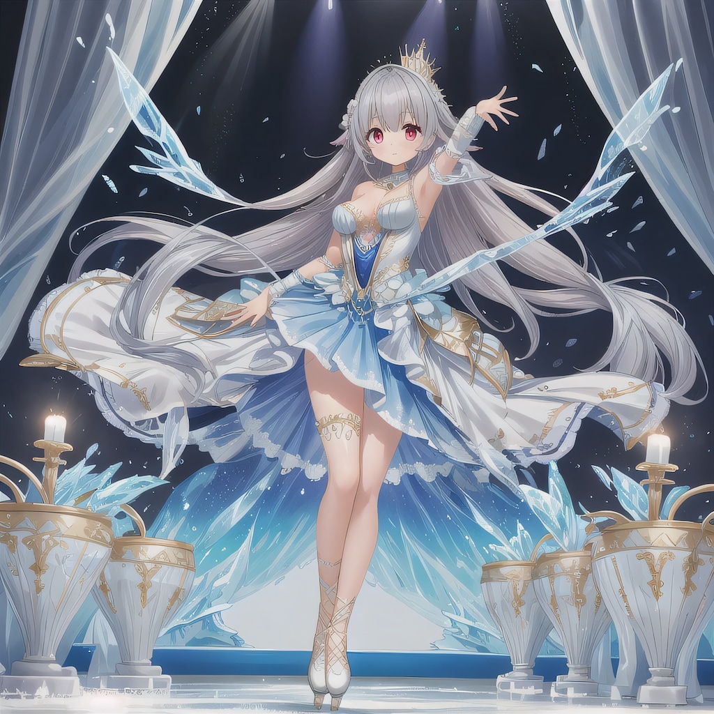 灰髪ロングでアイススケートの少女４