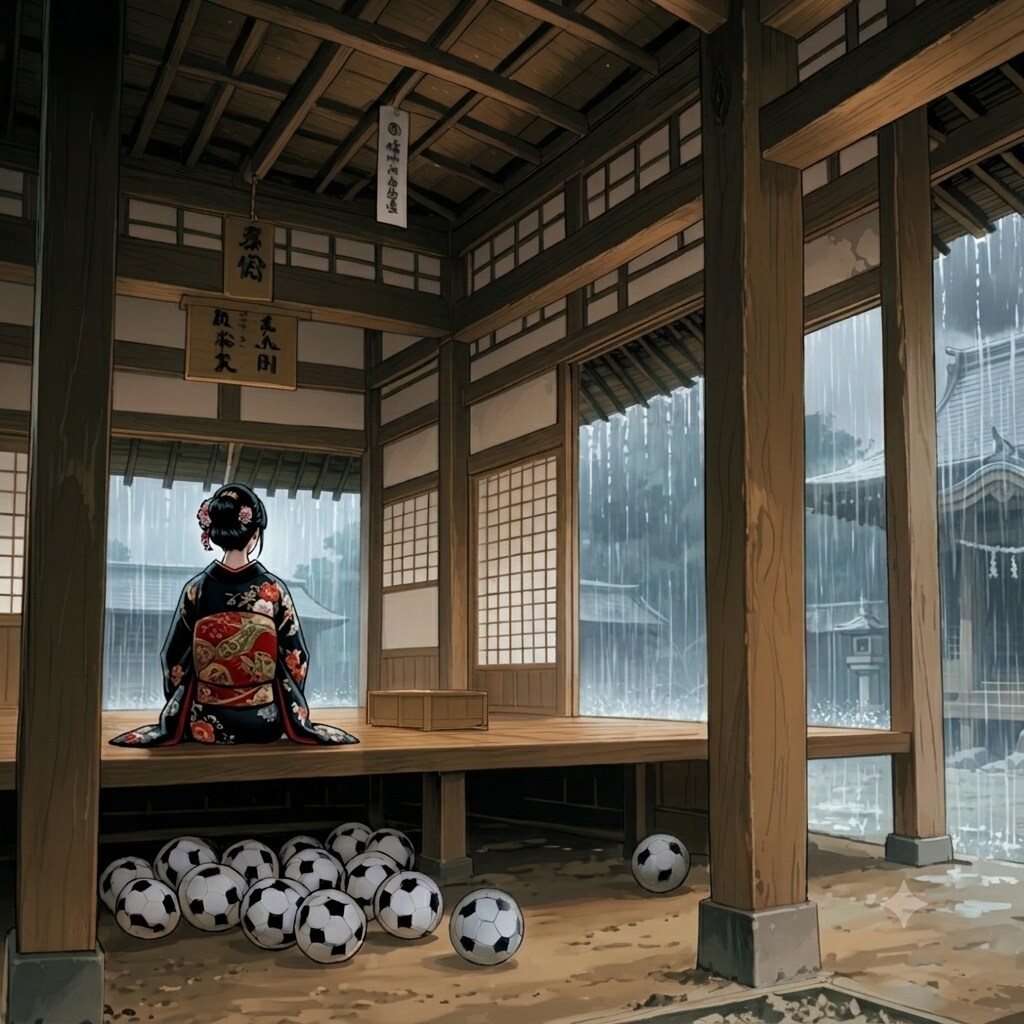 垂れて地に落つ雨眺むる