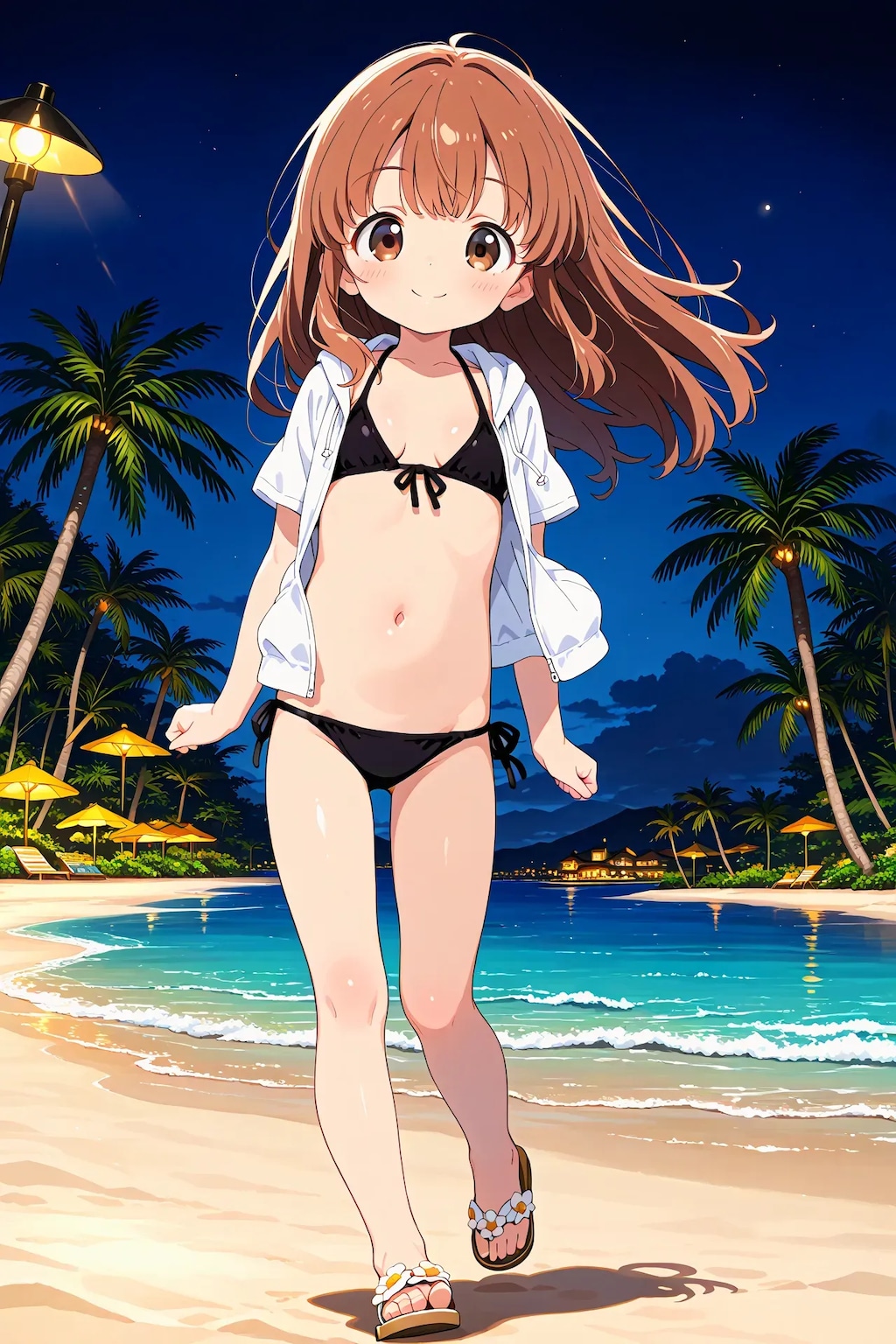 かえでちゃんと夜の海
