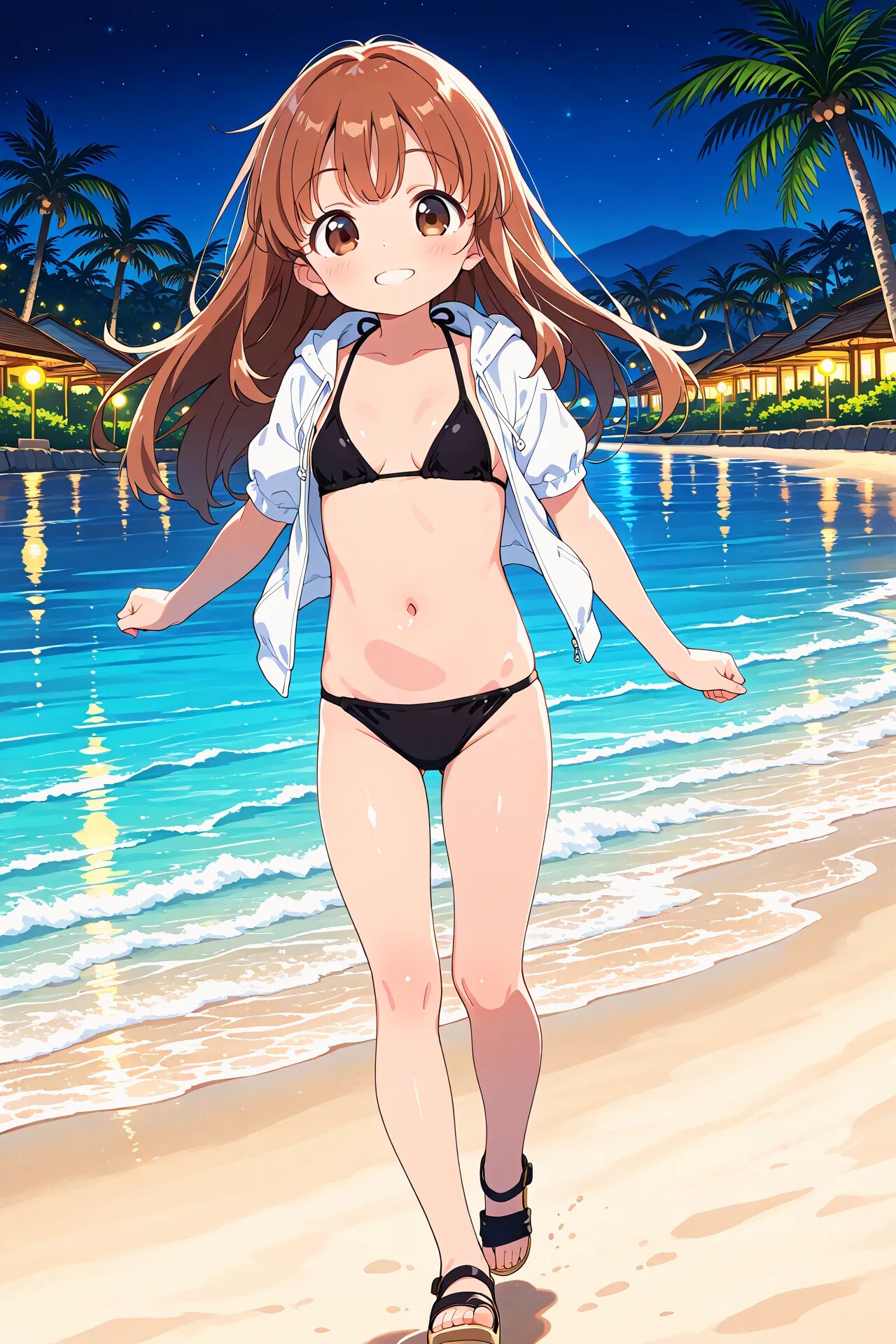 かえでちゃんと夜の海