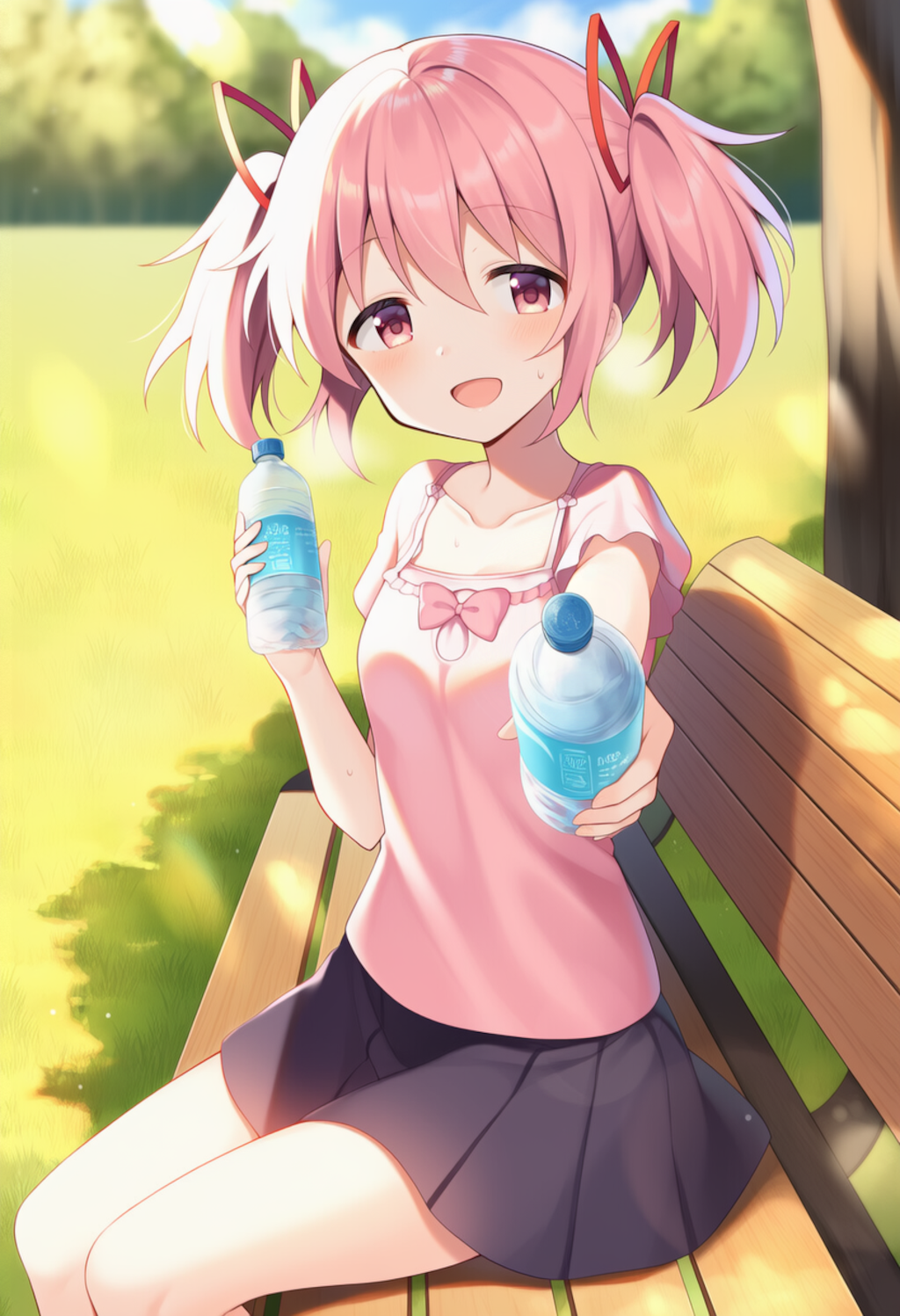 スポーツドリンクを差し入れするまどか