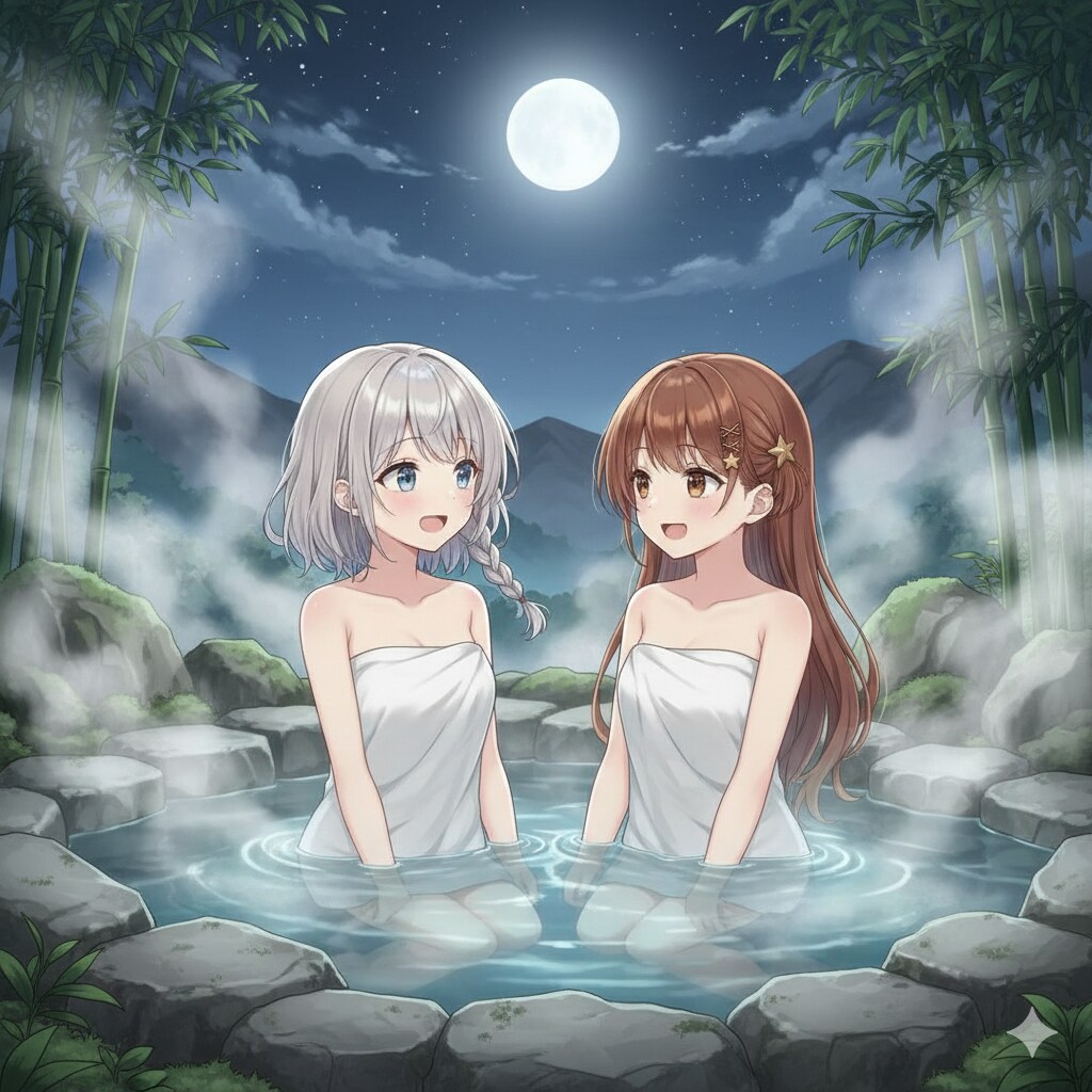 月夜の露天風呂