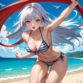 真夏の海岸とモデルの少女 5枚目