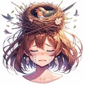 【謎画像】頭に鳥の巣を作られた女の子 4枚目