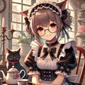 油絵&美少女ファンタジー、眼鏡メイドと黒猫 4枚目