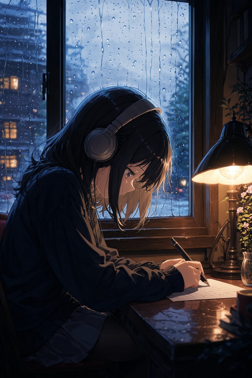 外は雨