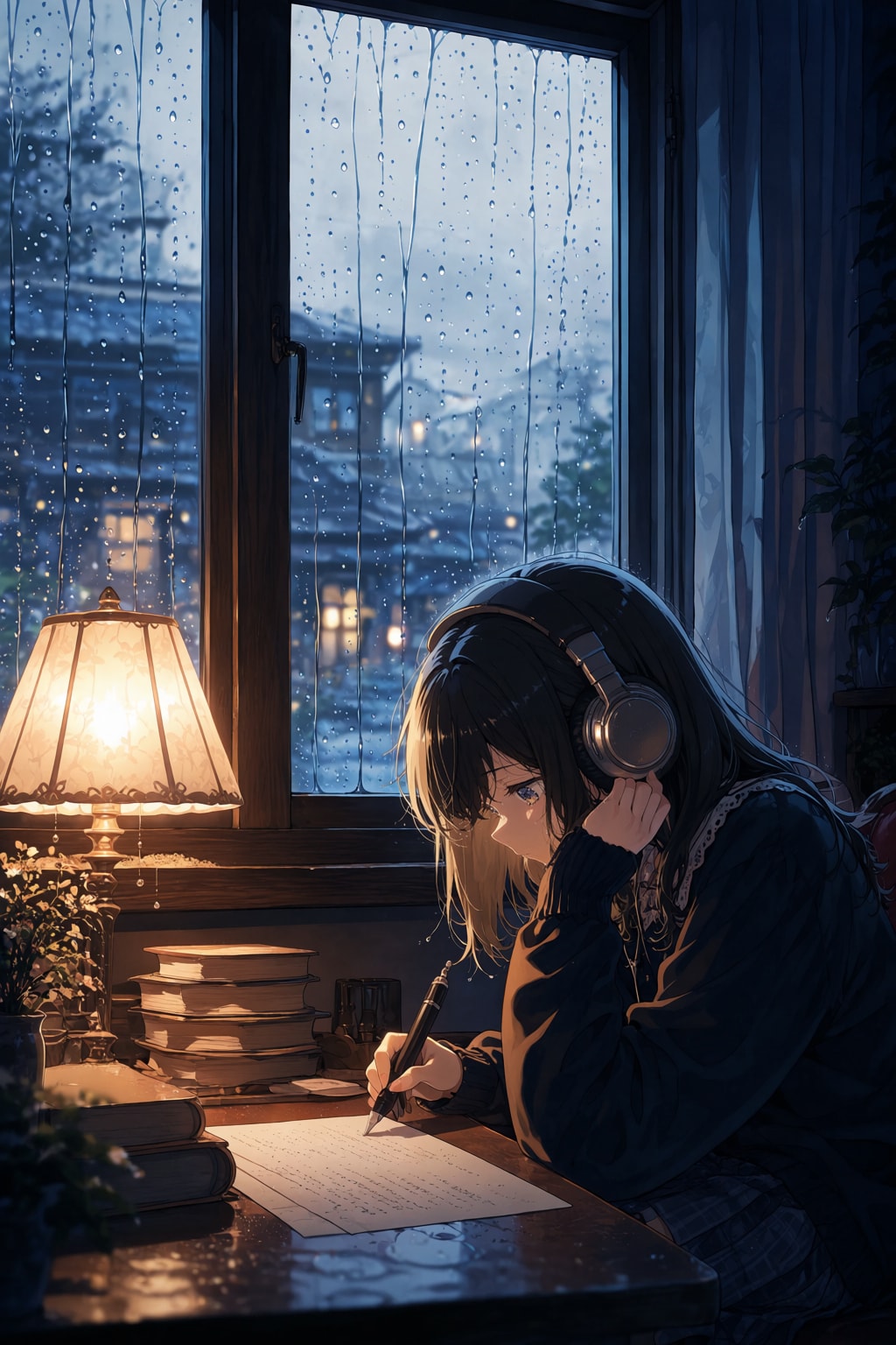 外は雨