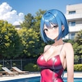 プール（青髪娘） 5枚目