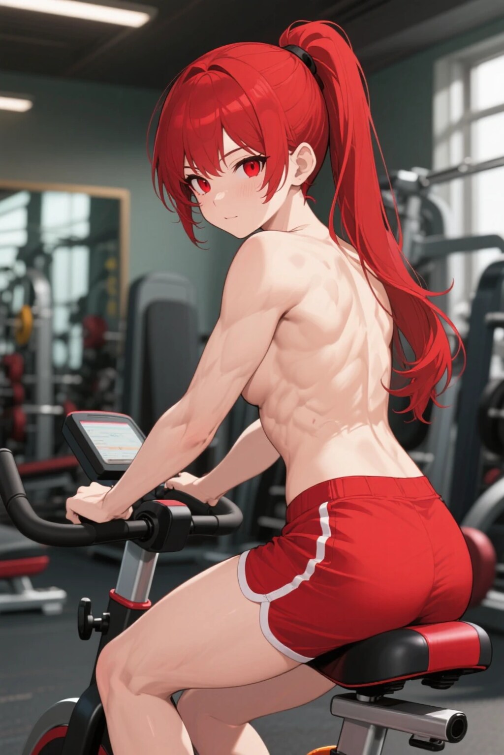 ジムサイクルに乗る