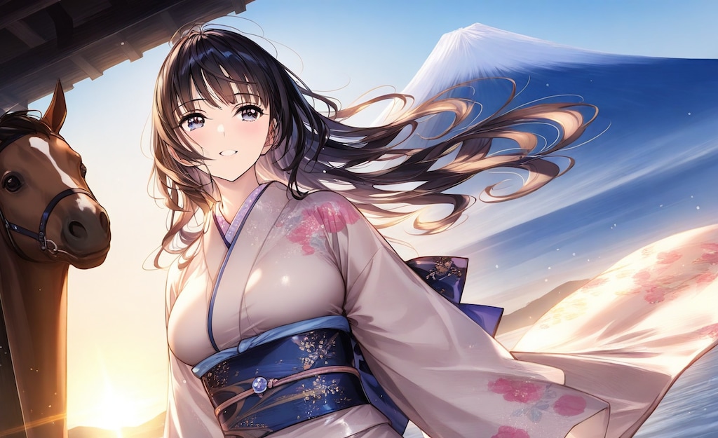 (ほぼ全モデルで) 午年初日の出と着物女子と 前半