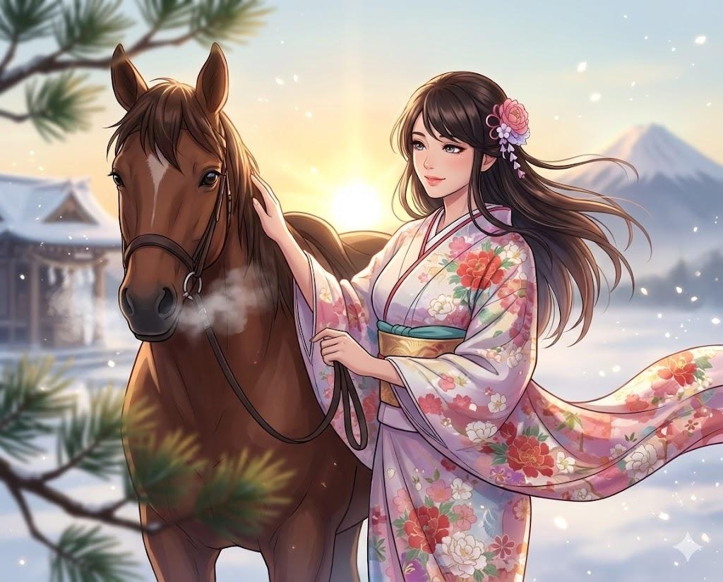 (ほぼ全モデルで) 午年初日の出と着物女子と 前半