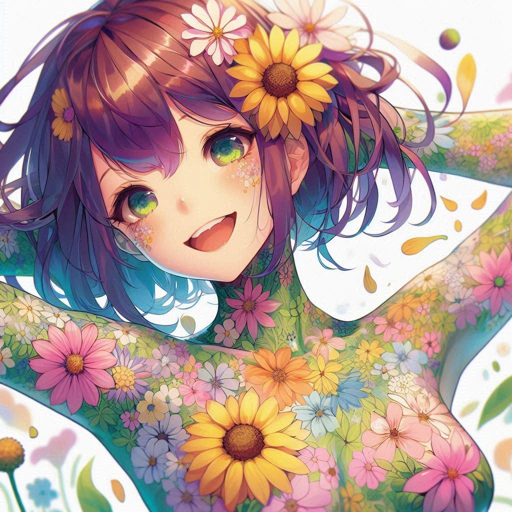 [Dalle]花のボディペイント