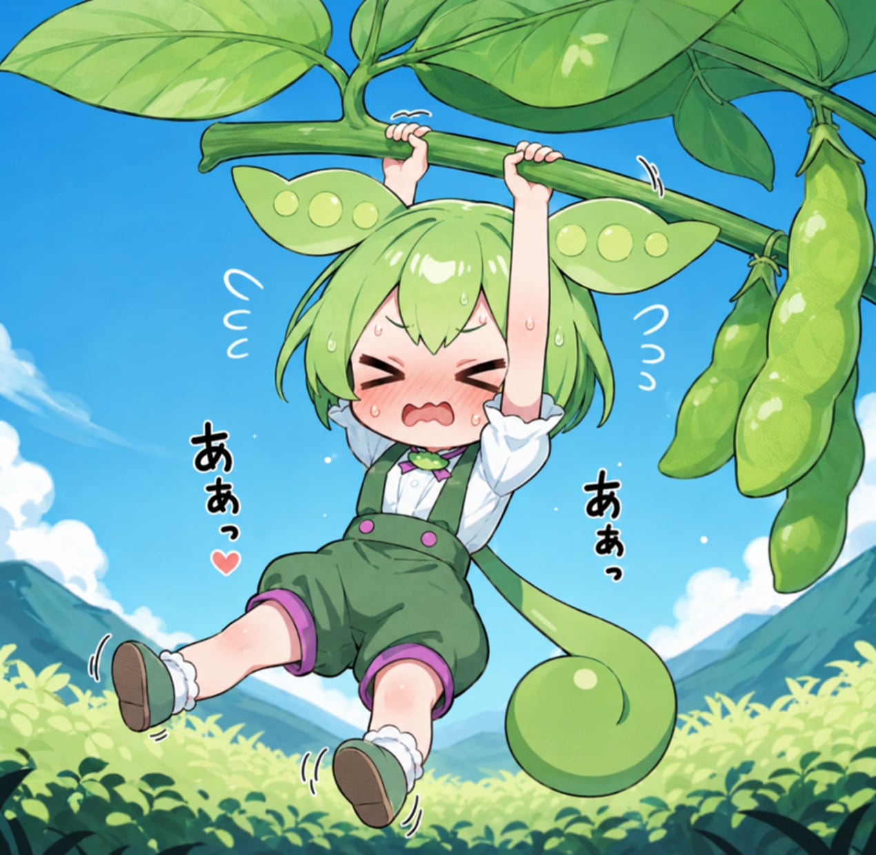 枝から落ちそうになっている枝豆の妖精！！ | の人気AIイラスト・グラビア