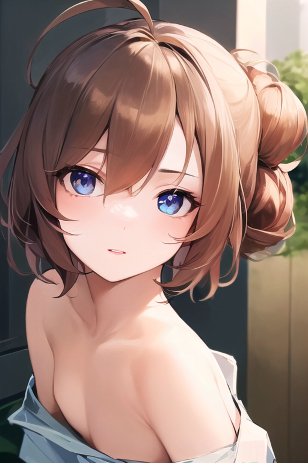 茶髪ハーフアップ美女