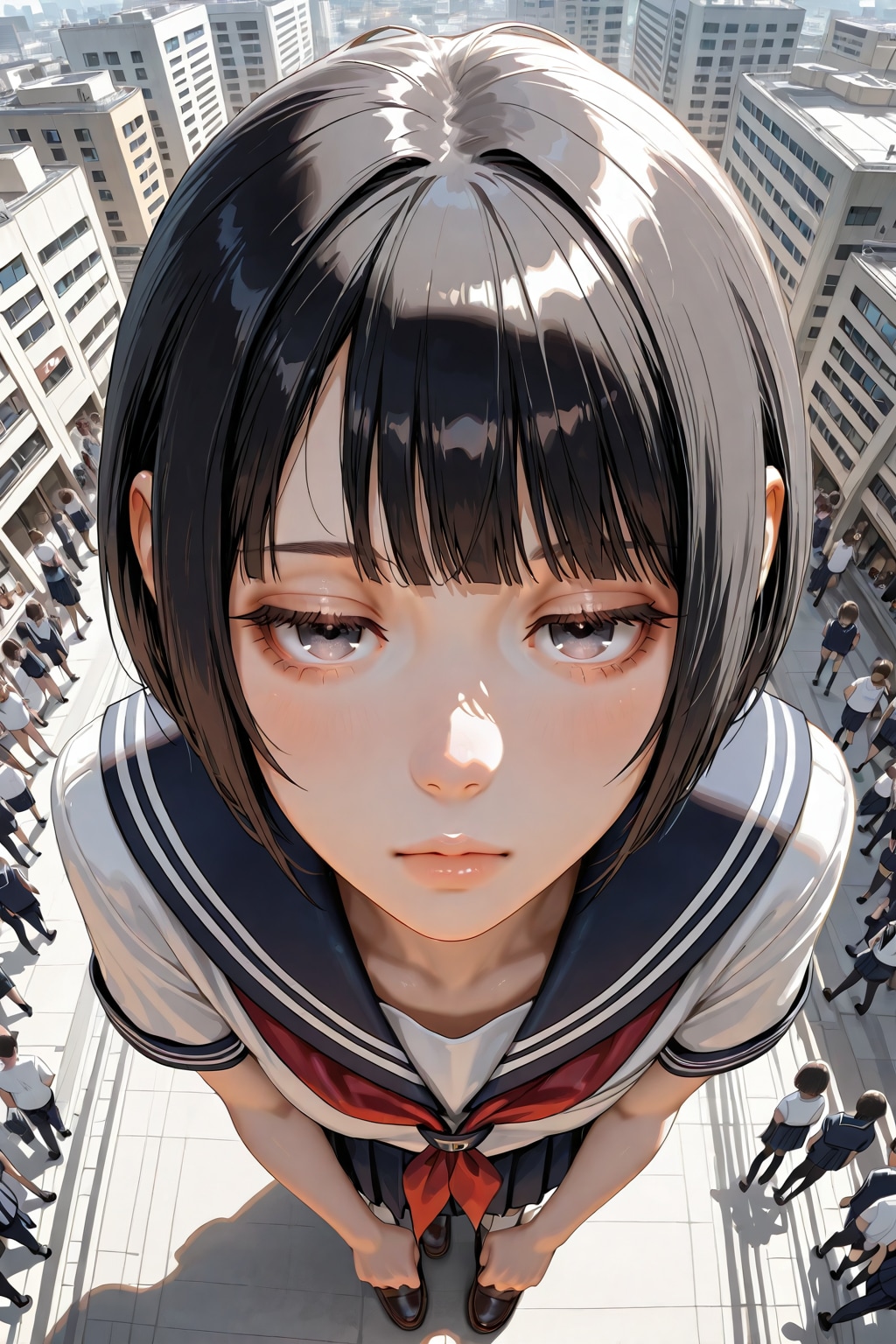 眠そうな大女子高生