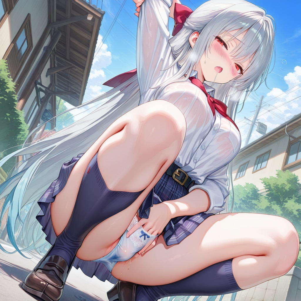 住宅街で感じる変態JK