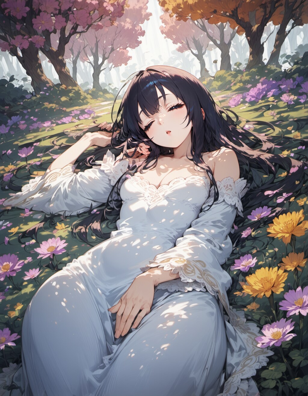 bed of colorful flowers