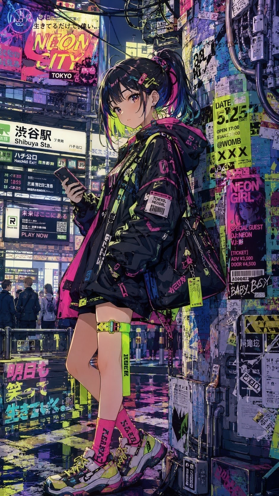 蛍光カラーアートお姉やん