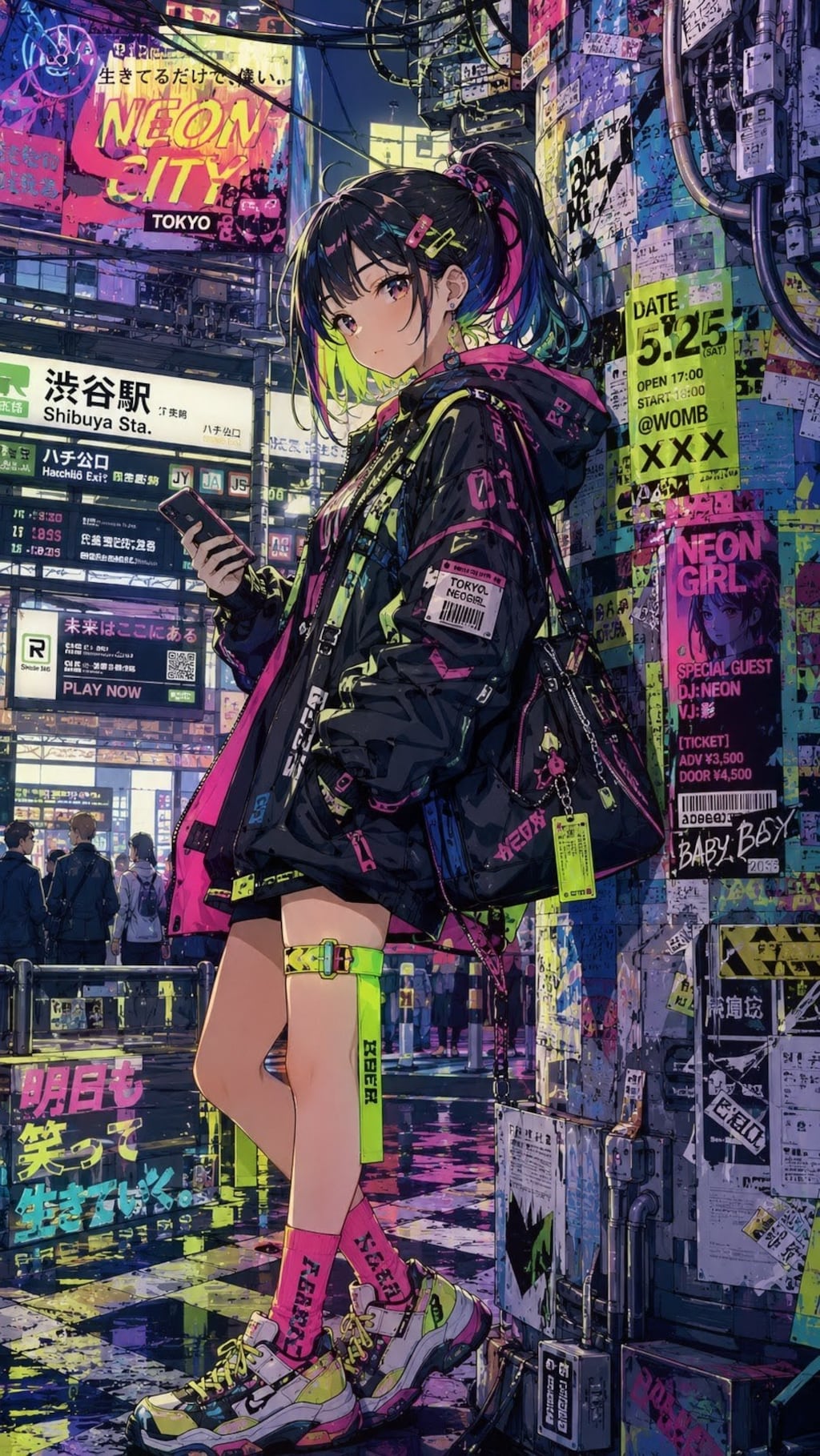 蛍光カラーアートお姉やん