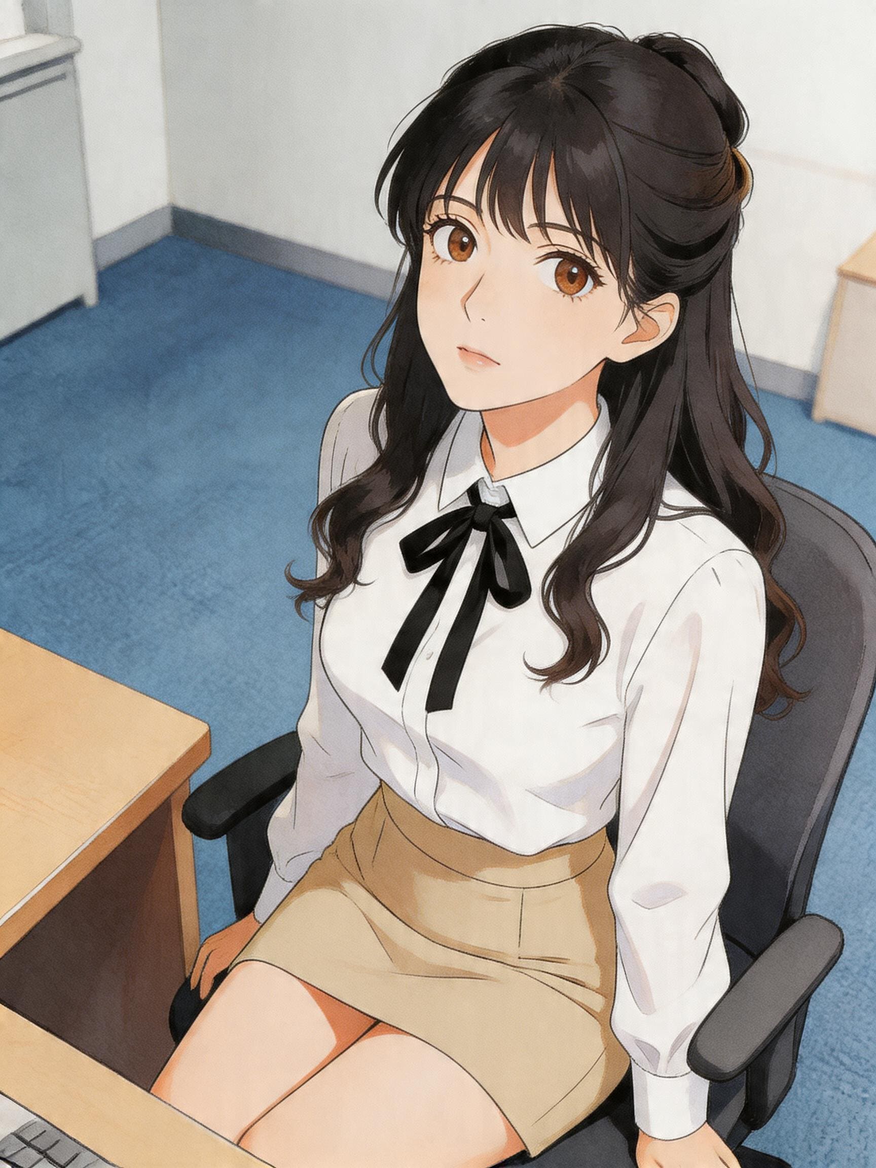 見上げるOLさん | の人気AIイラスト・グラビア