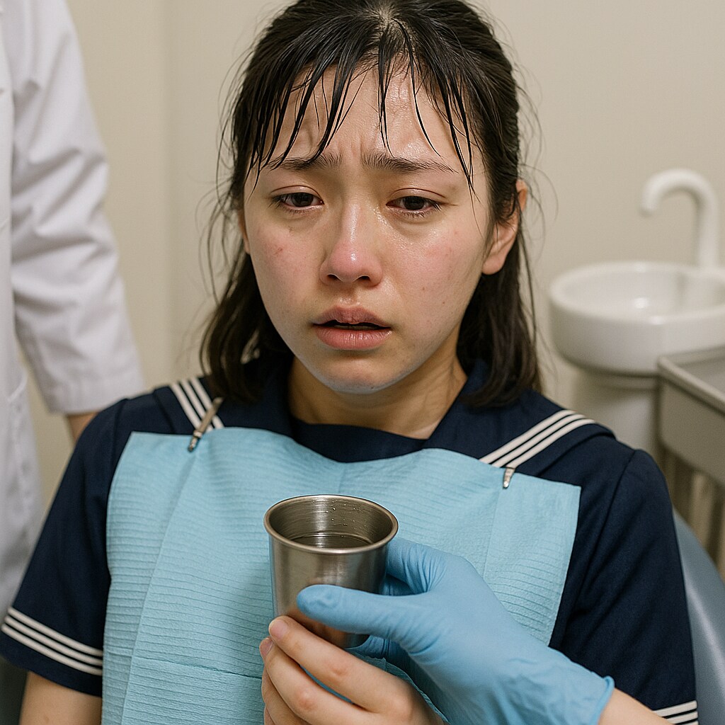 タービン治療の耐え憔悴しきったセーラ服姿の女子高生①