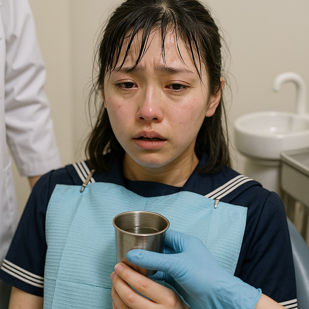 タービン治療の耐え憔悴しきったセーラ服姿の女子高生①