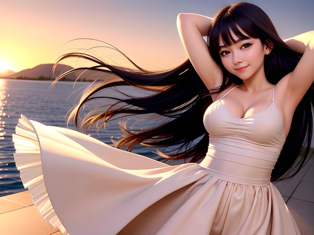 なびく髪とスカート