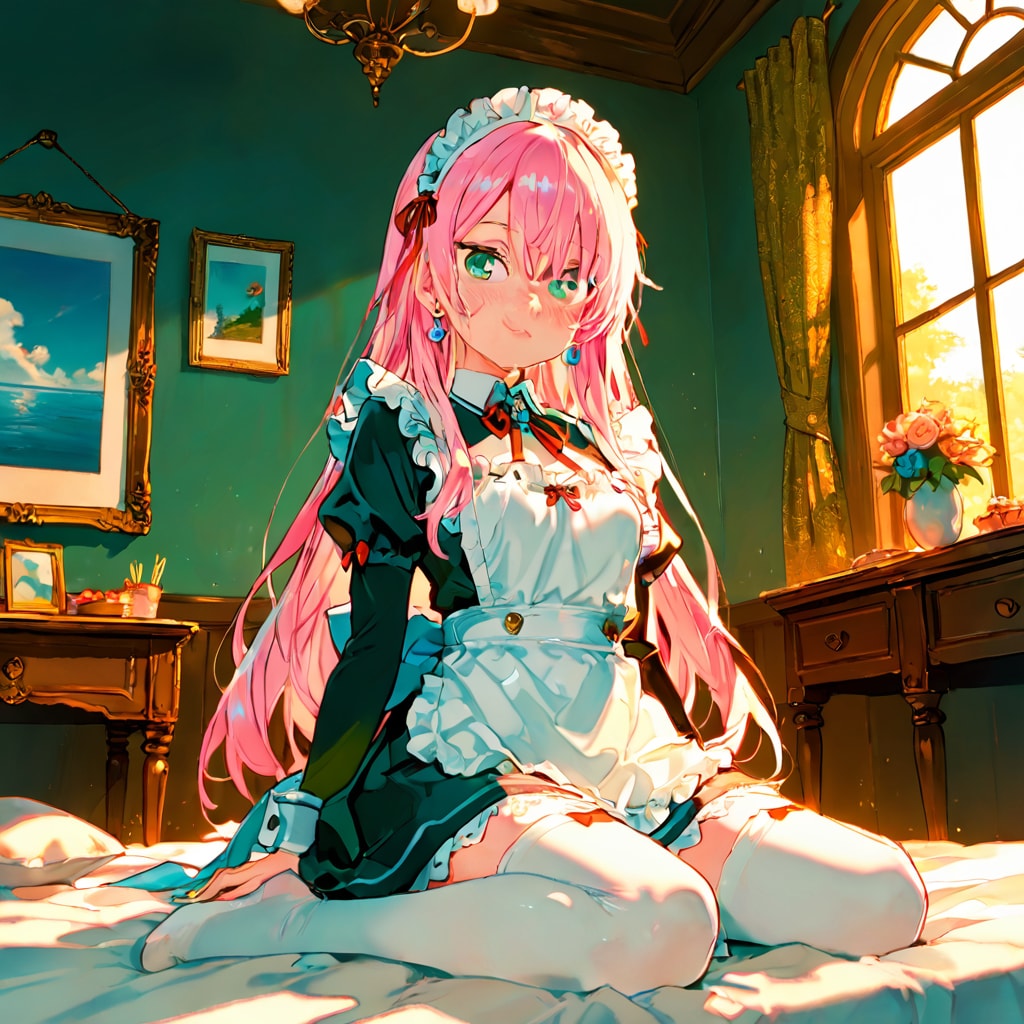 座るメイドさん