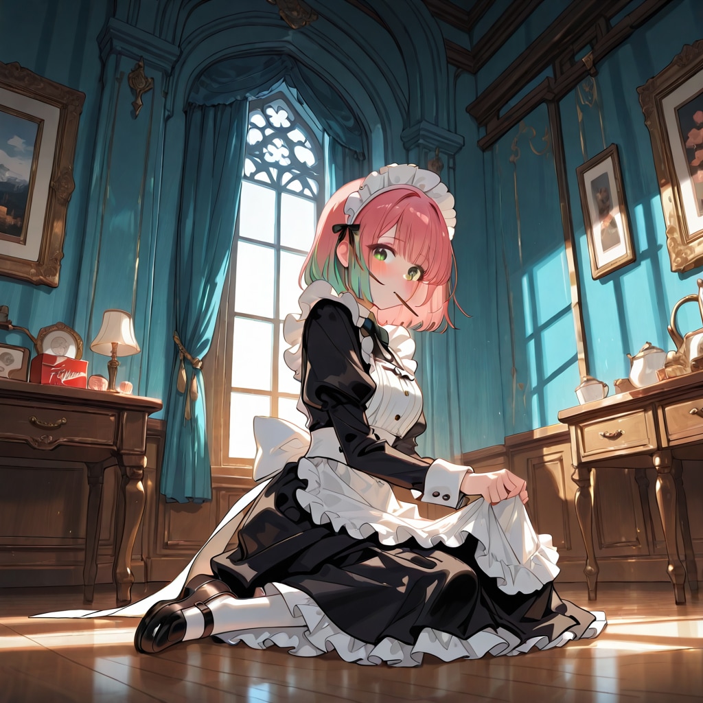 座るメイドさん | の人気AIイラスト・グラビア