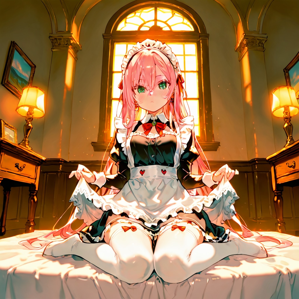 座るメイドさん