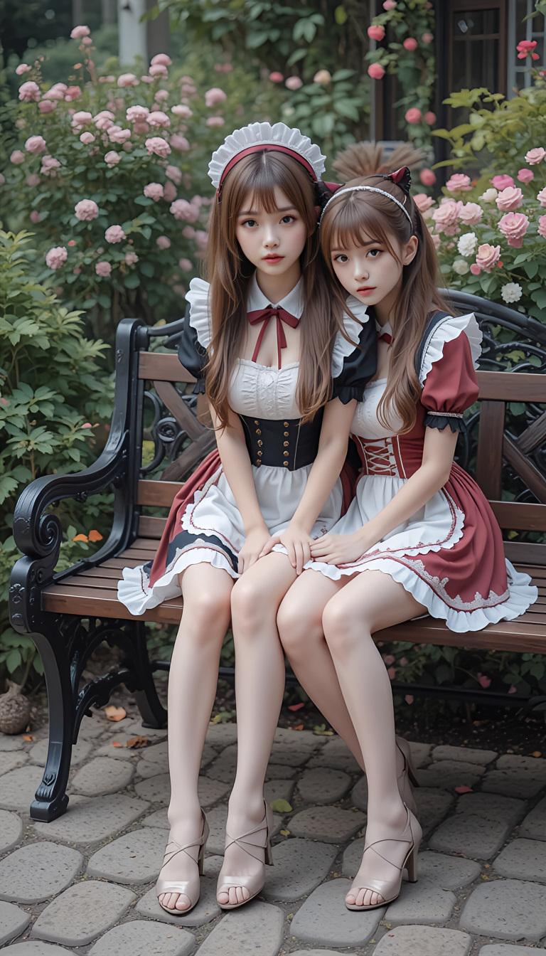屋外メイドの二人