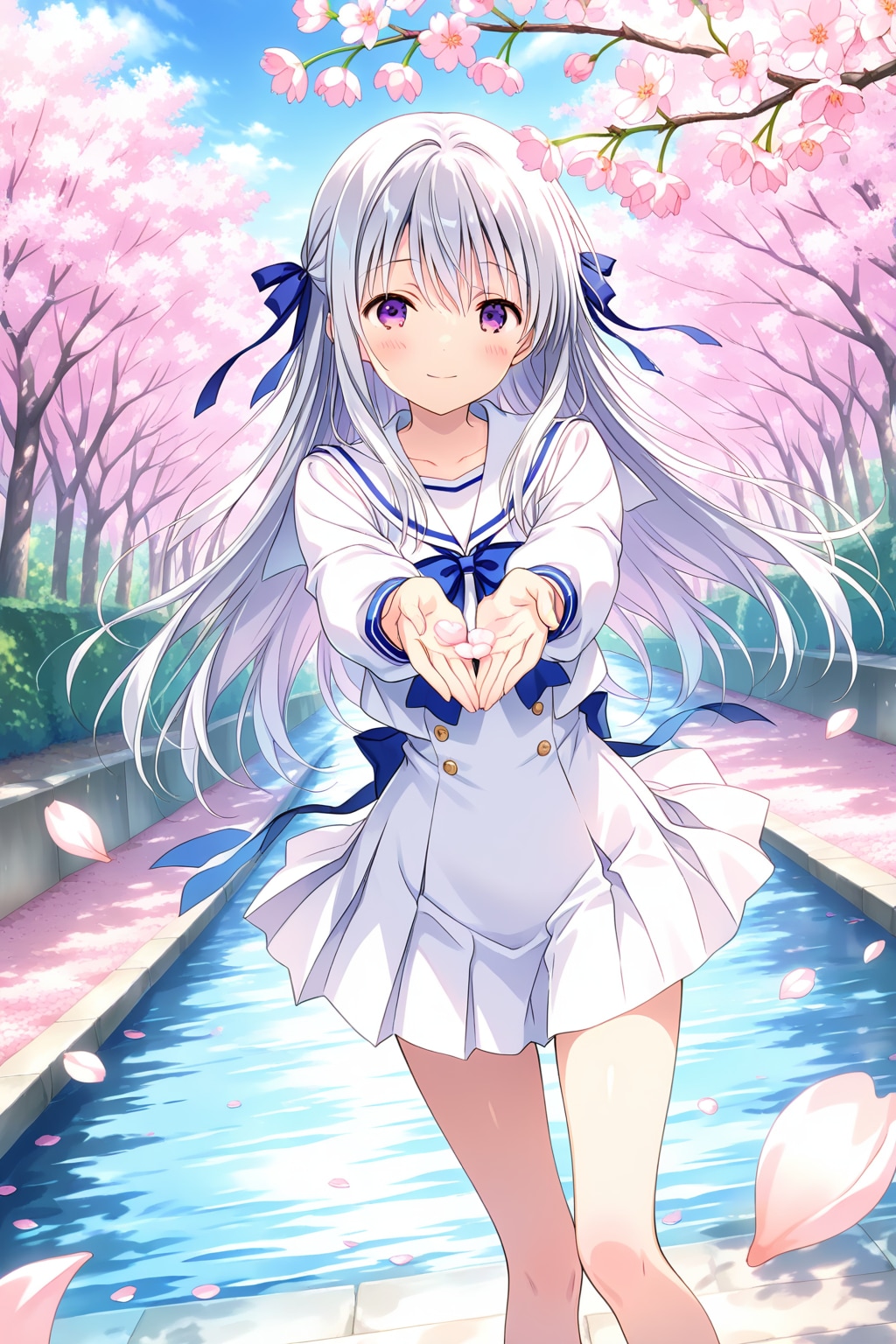 桜並木とセーラー服 | の人気AIイラスト・グラビア