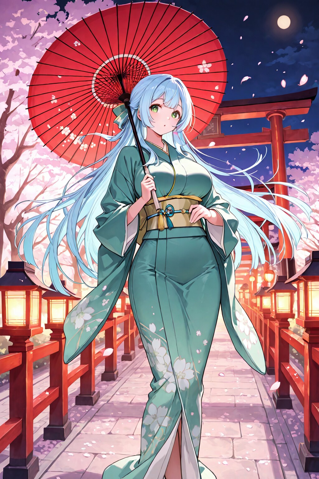 夜桜に君