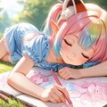 お絵描き中に眠る 4枚目