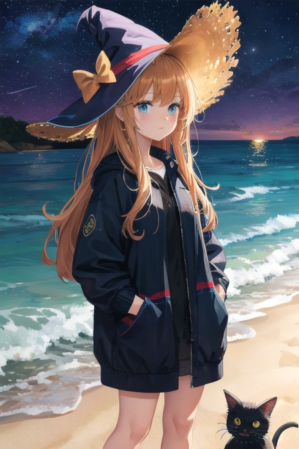 砂浜の魔女と星空