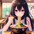 うどんを食べている、黒髪ロング少女～その2(12枚) 10枚目