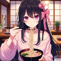うどんを食べている、黒髪ロング少女～その2(12枚) 9枚目