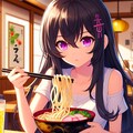 うどんを食べている、黒髪ロング少女～その2(12枚) 5枚目