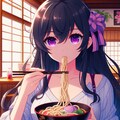 うどんを食べている、黒髪ロング少女～その2(12枚) 11枚目
