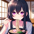 うどんを食べている、黒髪ロング少女～その2(12枚) 2枚目