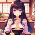 うどんを食べている、黒髪ロング少女～その2(12枚) 12枚目