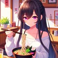 うどんを食べている、黒髪ロング少女～その2(12枚) 7枚目