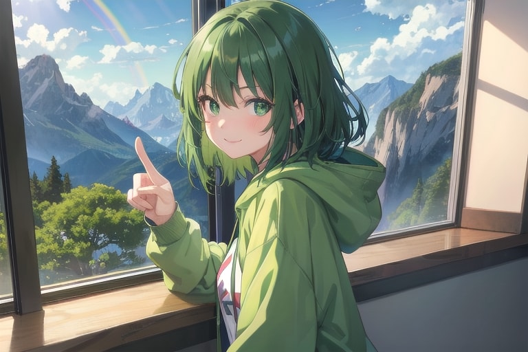 芽生ちゃん023「ほら、虹！」 | の人気AIイラスト・グラビア