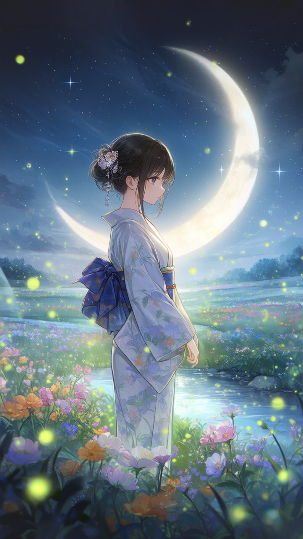 夜を染める蛍の軌跡