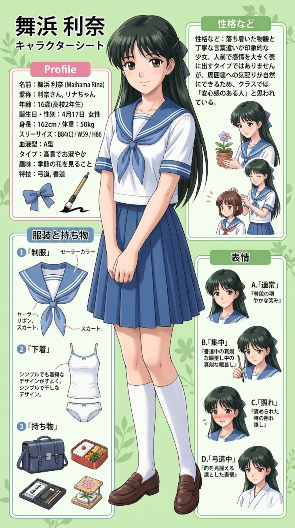舞浜利奈(うちの娘)のキャラクターシート【ChatGPT Edition】