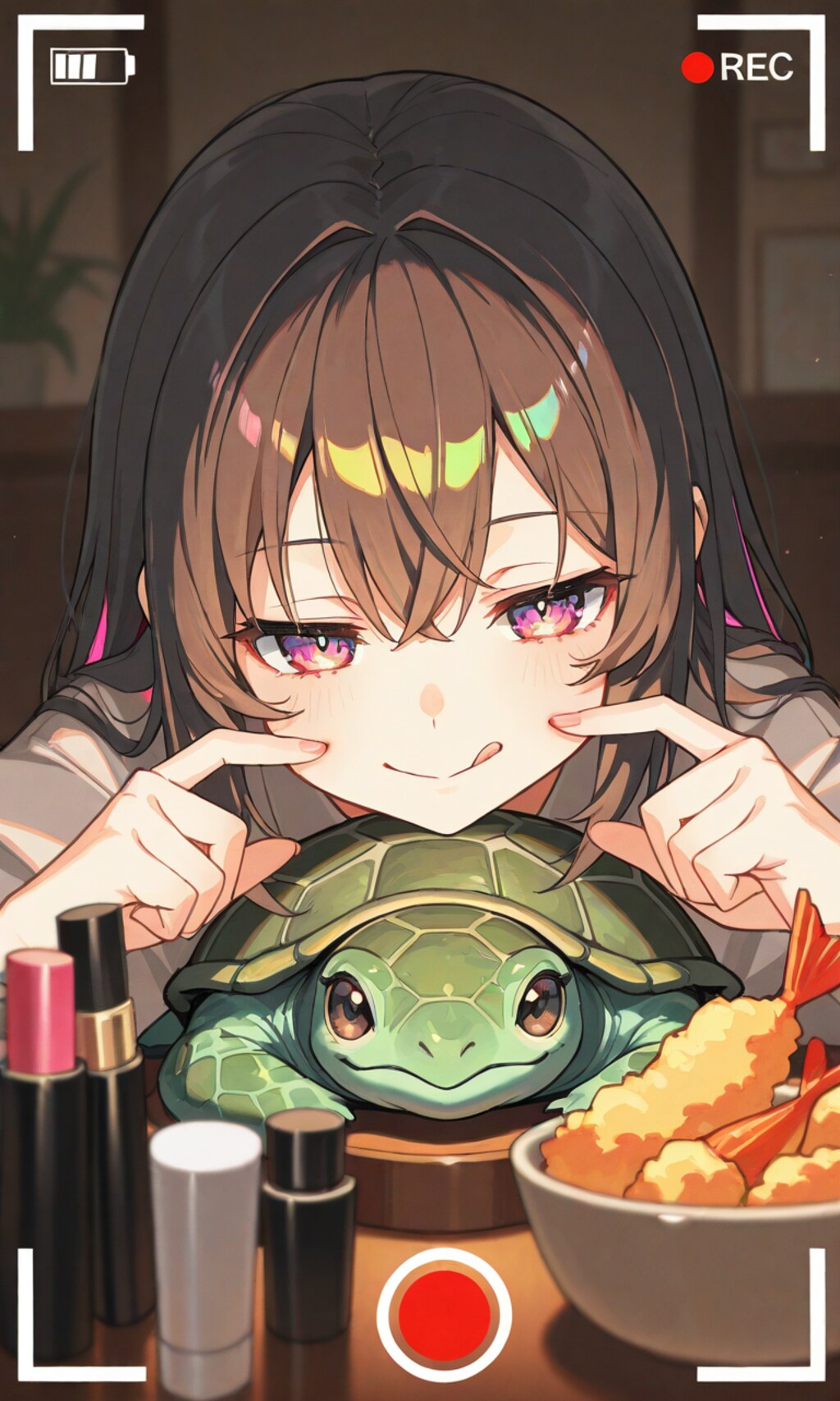 カメ亀天ぷらブルーファイアーコスメティックスマイル撮影チャレンジ成功！