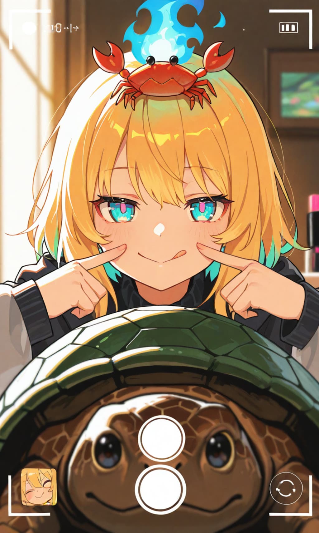 カメ亀天ぷらブルーファイアーコスメティックスマイル撮影チャレンジ成功！