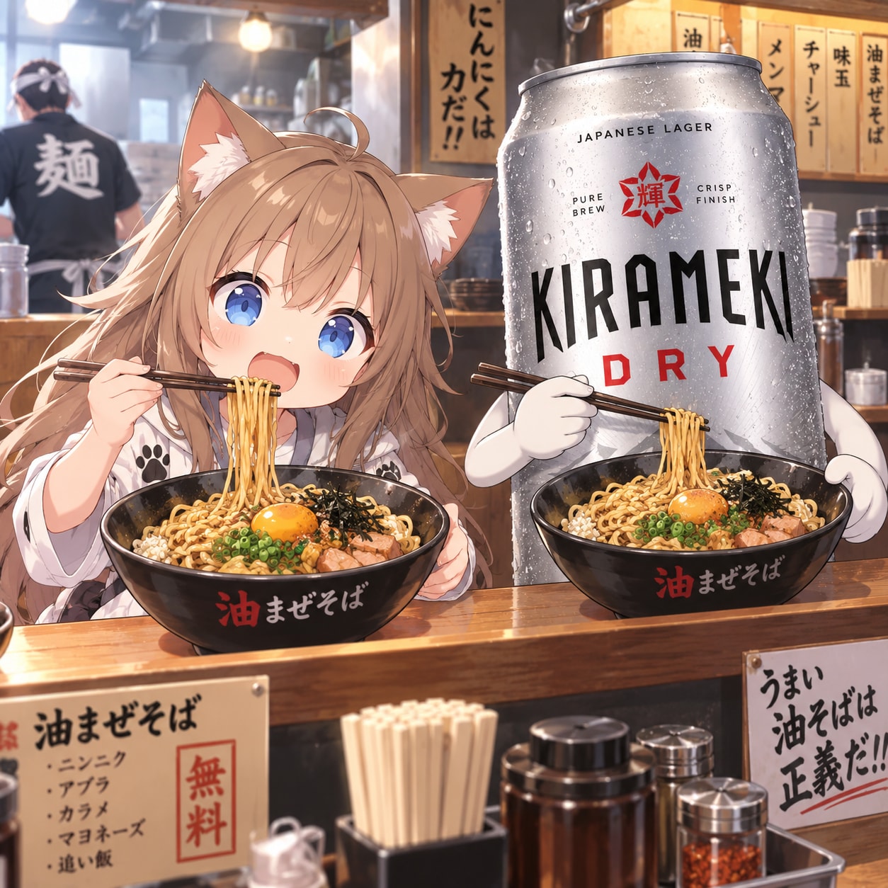 油そばを食べる小さな女の子 | の人気AIイラスト・グラビア