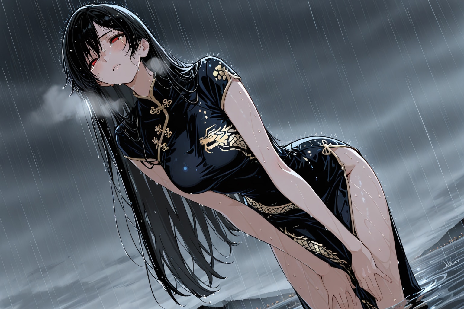 大人ししょちゃん雨で涼む