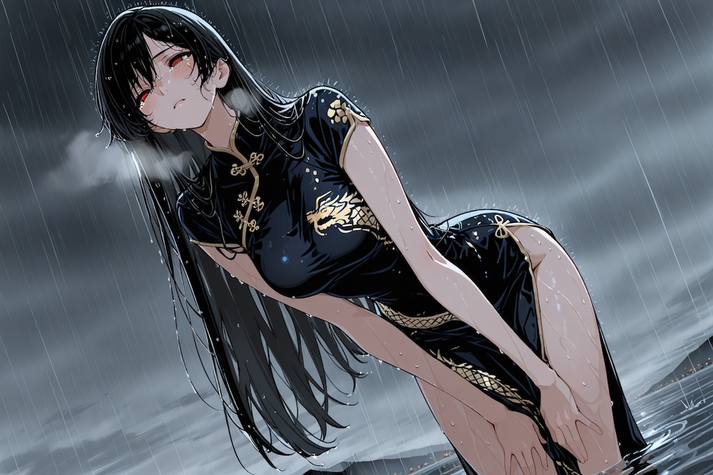 大人ししょちゃん雨で涼む